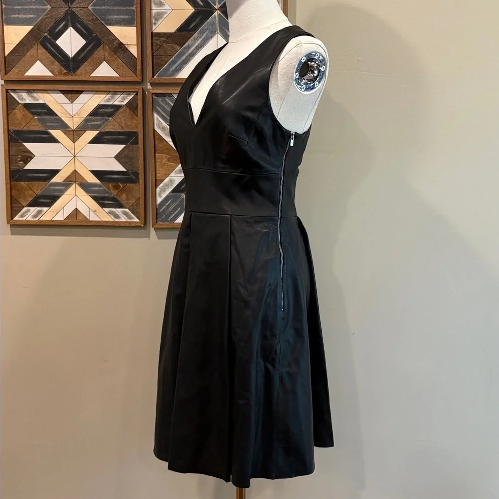 Banana Republic BR Monogram Black Lamb Leather Mini Dress size 2